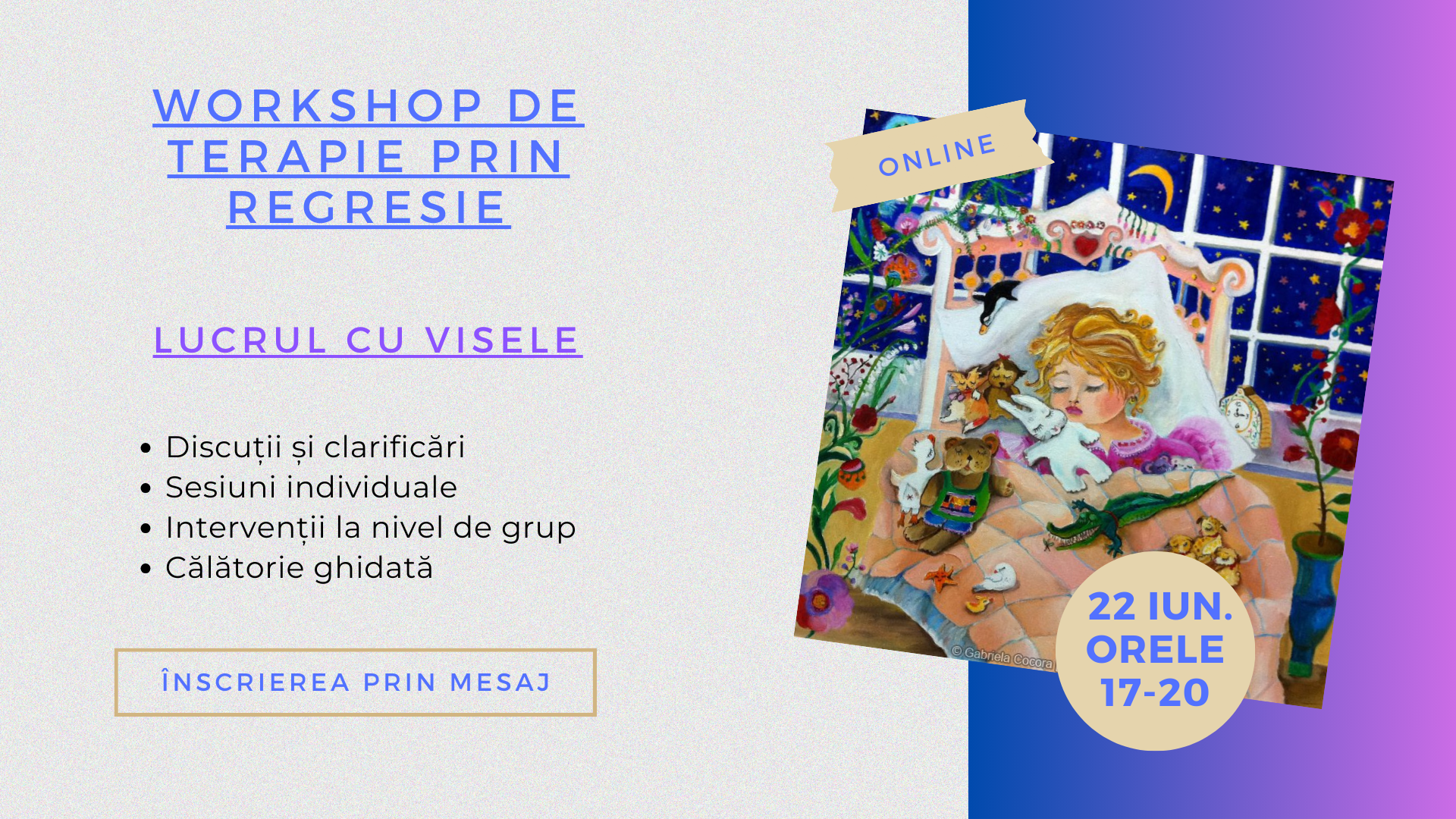 Lucrul cu Visele în Terapia prin Regresie – Workshop